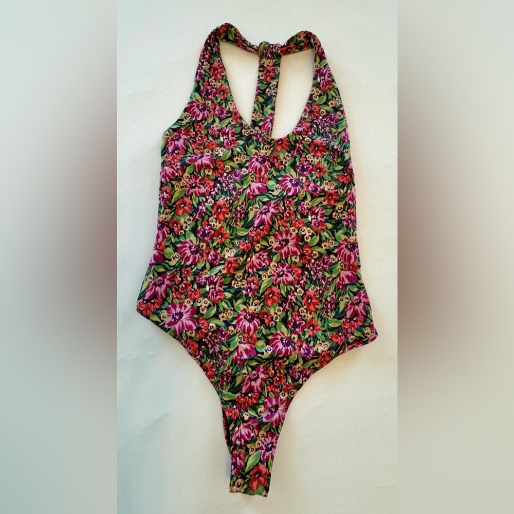 Lulus Floral Print Halter Bodysuit